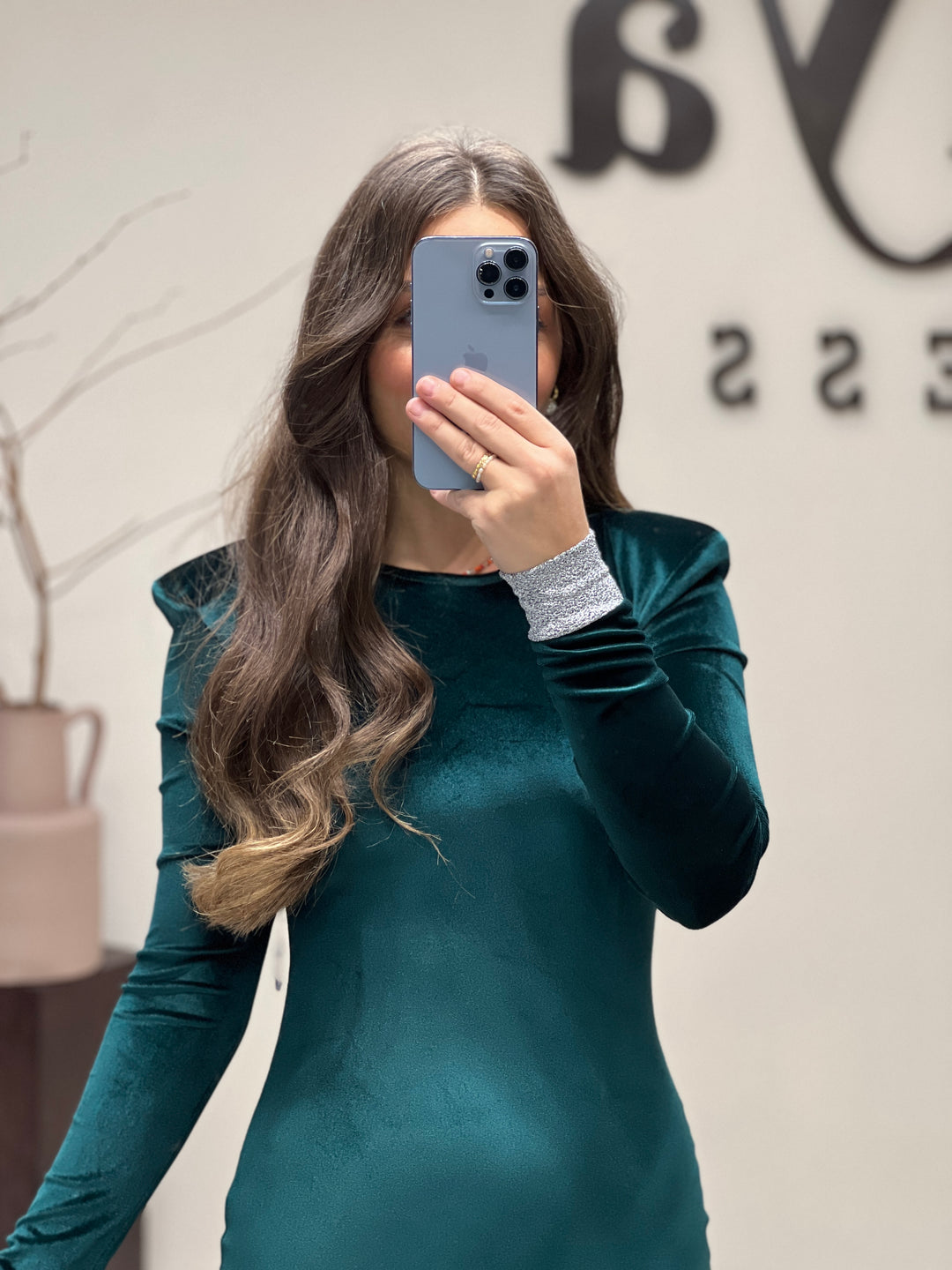 Velvet Midi Dress Green